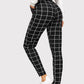 Essnce Elastic Waist Slant Pocket Grid Pants