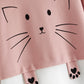 Mulvari Cat Print Pocket Front Two Tone Hoodie