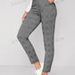 BIZwear Elastic Waist Slant Pocket Plaid Pants Workwear