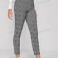 BIZwear Elastic Waist Slant Pocket Plaid Pants Workwear