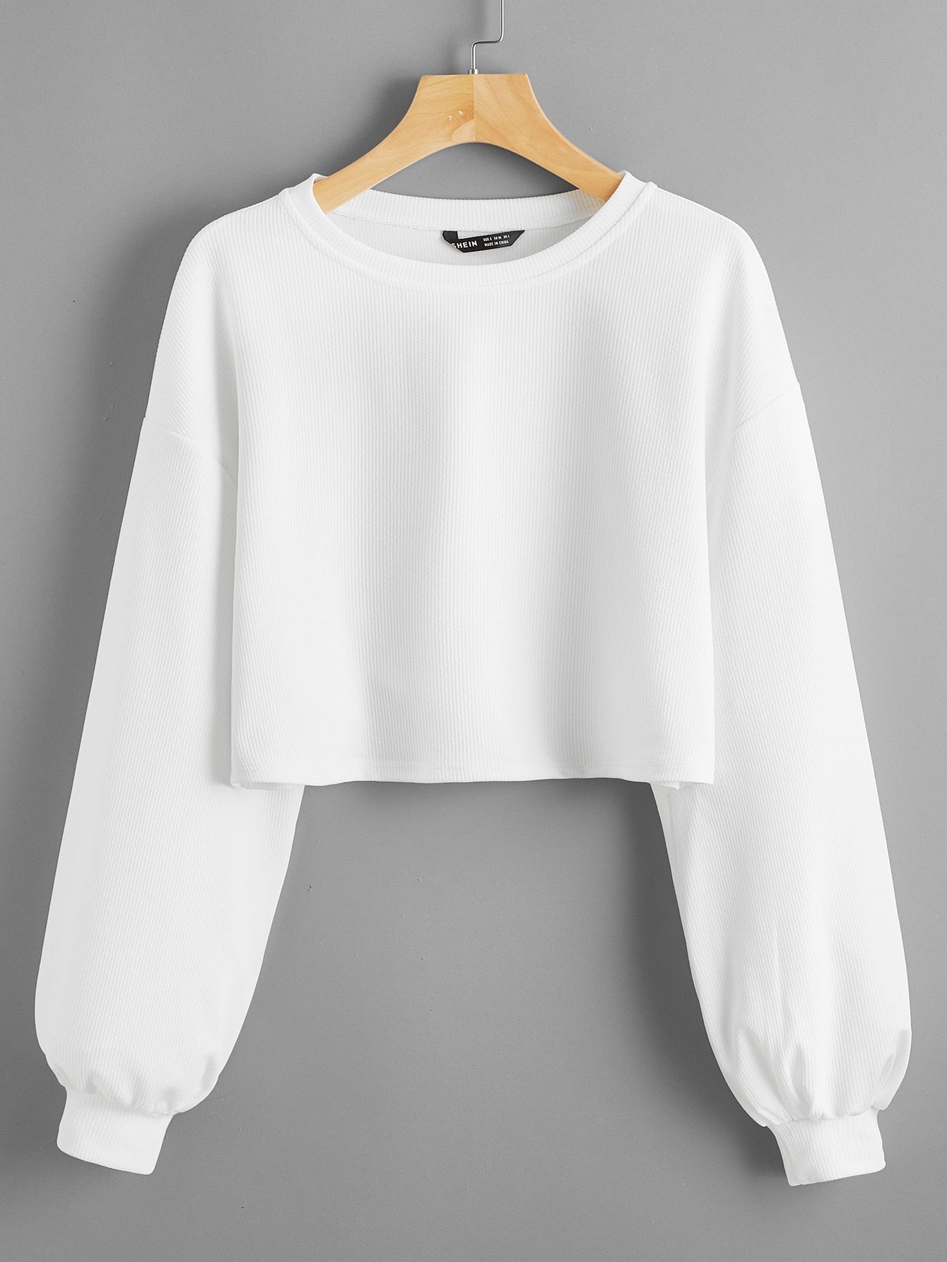 EZwear Solid Drop Shoulder Crop Top