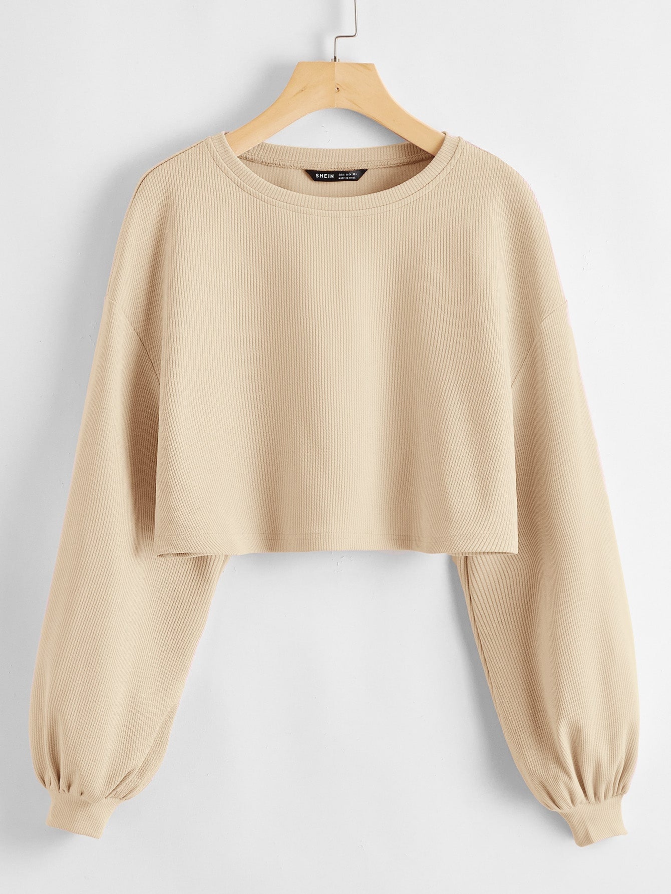 EZwear Solid Drop Shoulder Crop Top