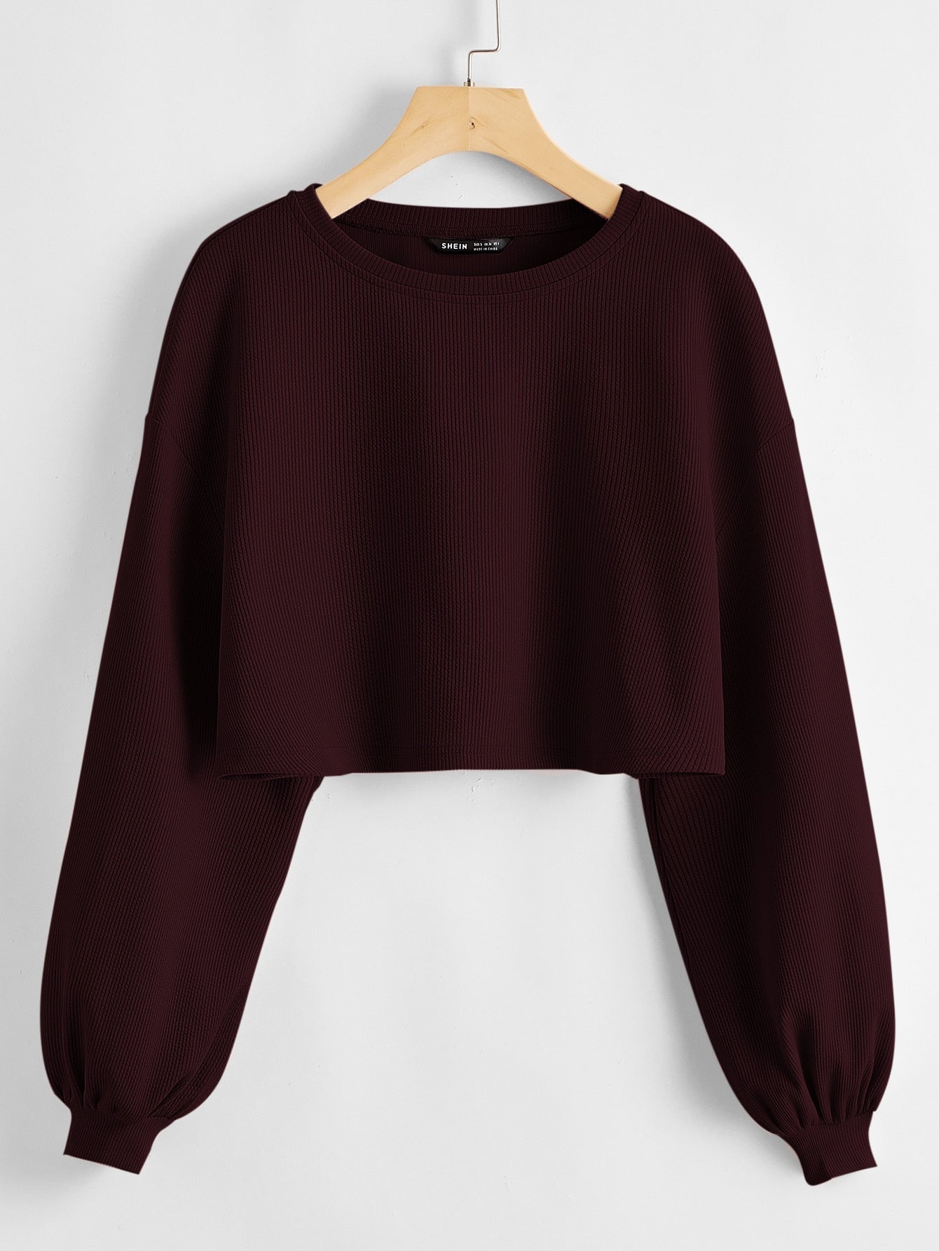 EZwear Solid Drop Shoulder Crop Top