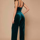 Belle Ruched Bust Velvet Cami Sleeveless Elegant Jumpsuit