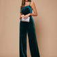 Belle Ruched Bust Velvet Cami Sleeveless Elegant Jumpsuit