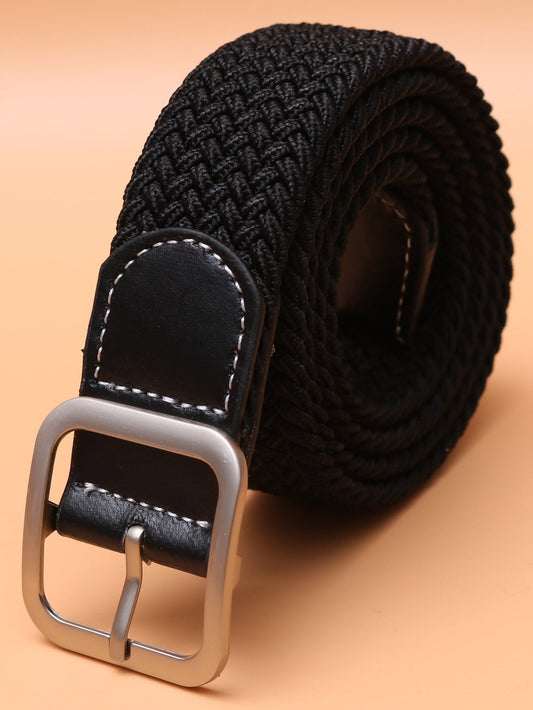 Men Square Buckle Woven Belt For All Seasons Casual