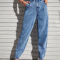 Essnce High Waist Slant Pocket Mom Jeans