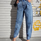 Essnce High Waist Slant Pocket Mom Jeans