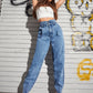 Essnce High Waist Slant Pocket Mom Jeans