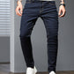 Manfinity Homme Men Cotton Solid Skinny Jeans Plain Dark Blue Slim Fit Long Dark Wash Jeans Washed Cargo Jeans, For Husband, Boyfriend Gifts