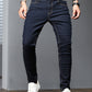 Manfinity Homme Men Cotton Solid Skinny Jeans Plain Dark Blue Slim Fit Long Dark Wash Jeans Washed Cargo Jeans, For Husband, Boyfriend Gifts