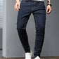 Manfinity Homme Men Cotton Solid Skinny Jeans Plain Dark Blue Slim Fit Long Dark Wash Jeans Washed Cargo Jeans, For Husband, Boyfriend Gifts