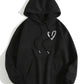 INAWLY LUNE Heart Print Thermal Lined Drawstring Hoodie,Long Sleeve Tops