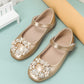 Girls Faux Pearl Decor Metallic Flats