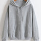 INAWLY Solid Drawstring Pocket Zip Up Thermal Lined Hoodie,Long Sleeve Tops