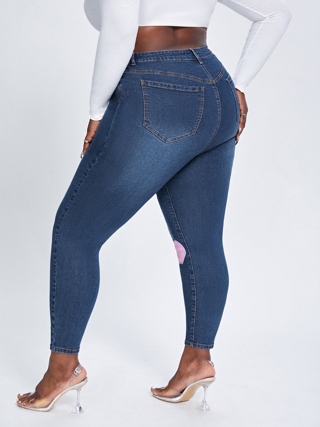 SXY Plus Heart Print Skinny Jeans