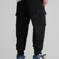 Manfinity Hypemode Men Patched Flap Pockets Cargo Pants Tapered Long Plain Black Going Out