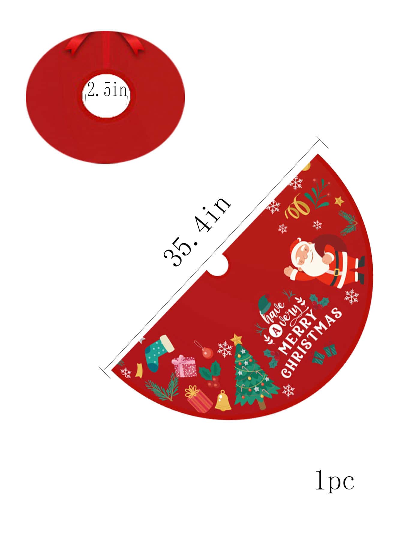 1pc Christmas Santa Print Tree Skirt