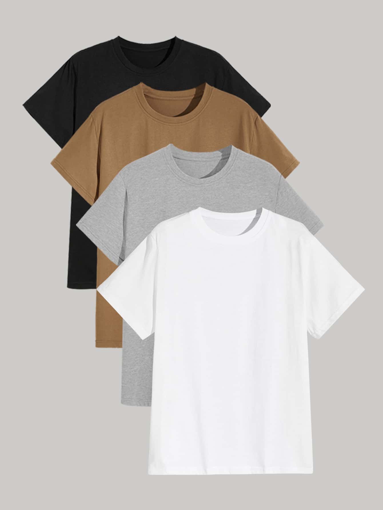 Manfinity Basics Men 4pcs Round Neck Solid Tee