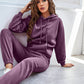 INAWLY Women's Hooded Drawstring Sweatshirt And Sweatpants Set