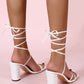 Women's Spring/summer White Solid Color Outdoor Party/wedding Tie-up High Heels Chunky Heel Sandals