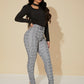 SXY Sexy High Waist Glen Plaid Belted Pants