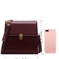 Mini Push Button Flap Square Bag Solid Color Leather Crossbody Bags For Women Shoulder Messenger Bag Lady Handbags Square Female Purses, Burgundy Bag