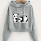 EZwear Panda Printed Drawstring Hooded Fleece Short Sweatshirt,Long Sleeve Tops