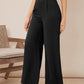 Privé Women Commuting Solid High Waist Belted Wide Leg Pants