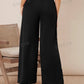 Privé Women Commuting Solid High Waist Belted Wide Leg Pants