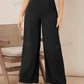 Privé Women Commuting Solid High Waist Belted Wide Leg Pants