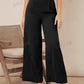 Privé Women Commuting Solid High Waist Belted Wide Leg Pants