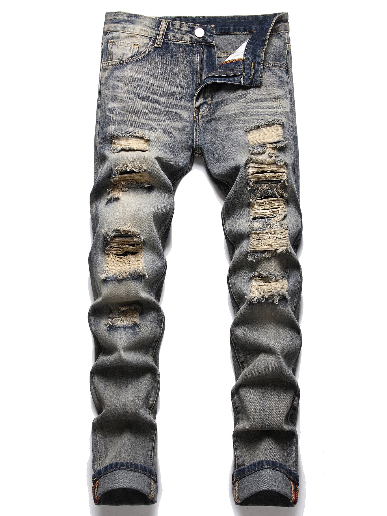 Men's Casual Distressed Slim Fit Denim Jeans