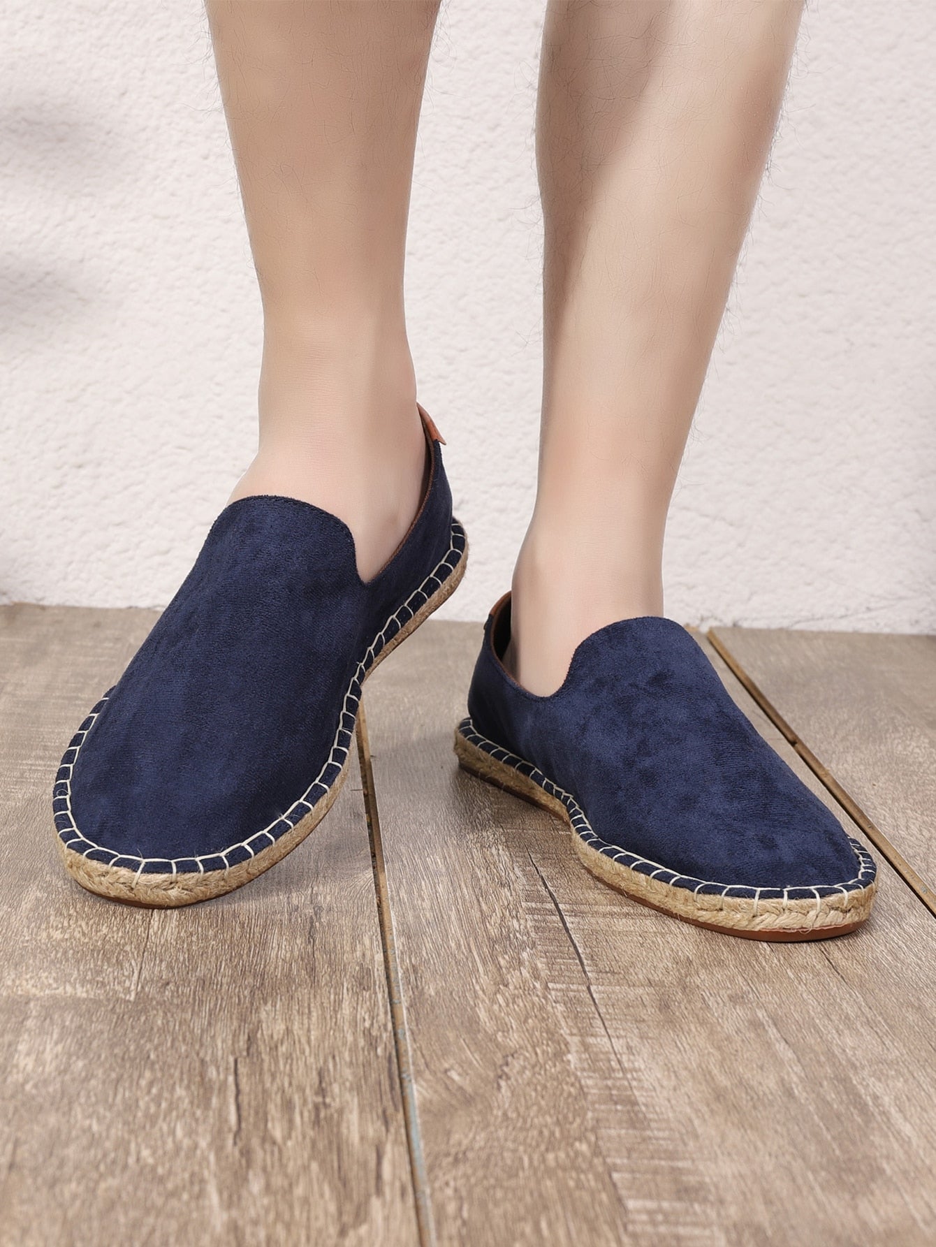 Vintage Hand-stitched Loafers Canvas Shoes, Men's Casual Shoes Made Of Natural Woven Rope And Classic Fashionable Design