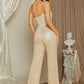 SHEIN Belle Draped Collar Sequin Cami Elegant Sleeveless Jumpsuit