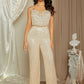 SHEIN Belle Draped Collar Sequin Cami Elegant Sleeveless Jumpsuit