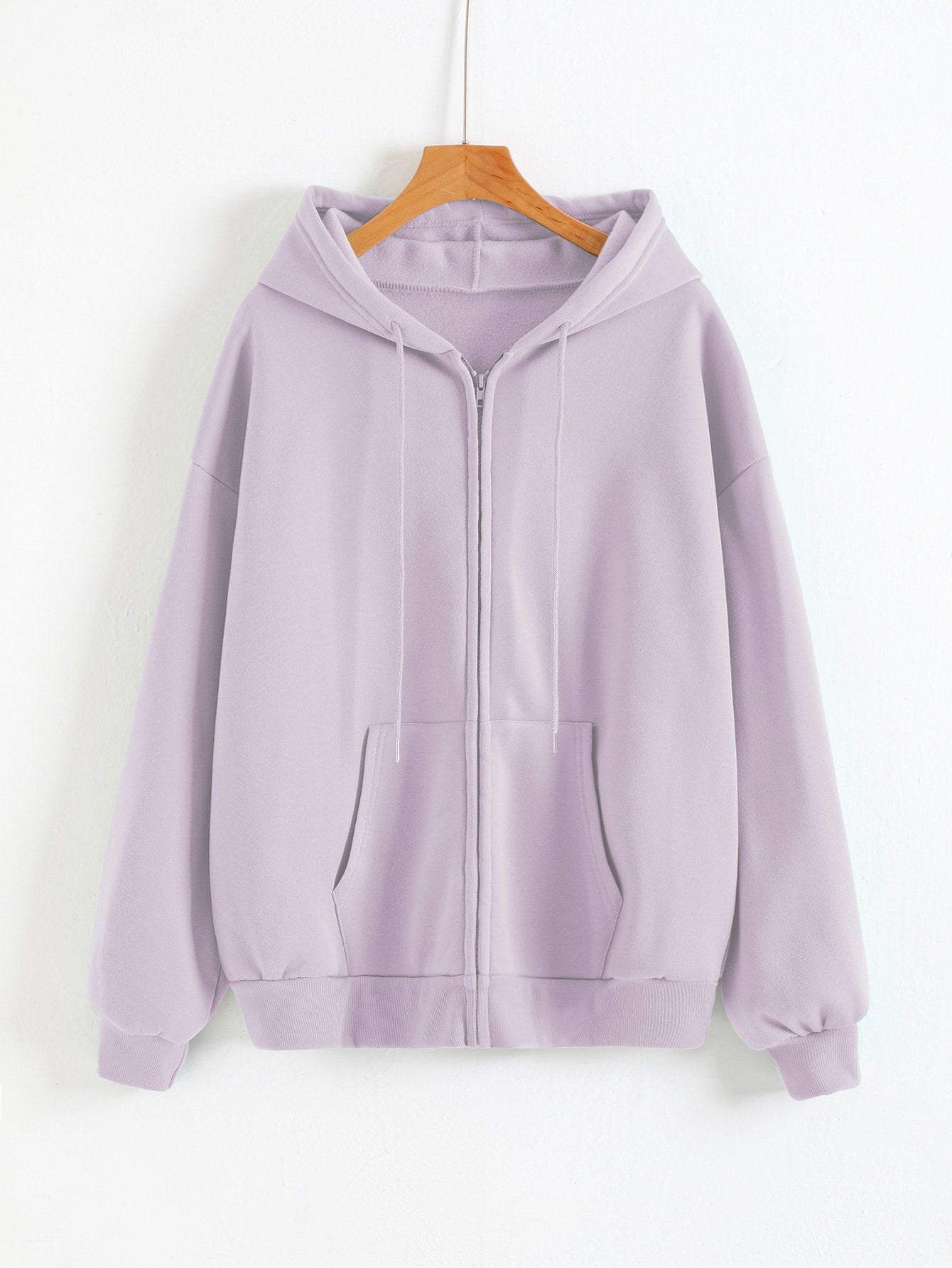 INAWLY Solid Drawstring Pocket Zip Up Thermal Lined Hoodie,Long Sleeve Tops