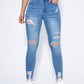 Essnce High Waist Ripped Moustache Effect Skinny Jeans