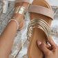 Ladies' Pure-colored Sandals For Party, Gold, Two-tone