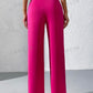 Privé High Waist Plicated Detail Wide Leg Pants