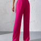 Privé High Waist Plicated Detail Wide Leg Pants