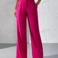 Privé High Waist Plicated Detail Wide Leg Pants