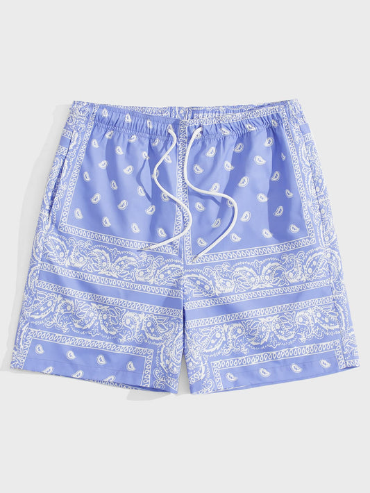 Manfinity RSRT Men Drawstring Waist Paisley Print Shorts