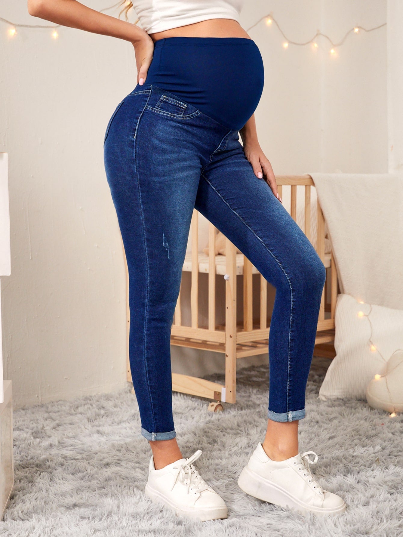 Maternity High Waist Ripped Skinny Jeans