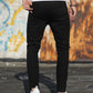 Manfinity LEGND Men Cotton Ripped Frayed Skinny Jeans Slim Fit Long Jean Cargo Plain Black Urban Fashion Friends