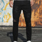 Manfinity LEGND Men Cotton Ripped Frayed Skinny Jeans Slim Fit Long Jean Cargo Plain Black Urban Fashion Friends