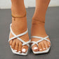 Fashionable Outdoors Thong Sandals for Women, Criss Cross Plain Artificial Leather Toe Post Flat Sandals