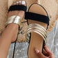 Ladies' Pure-colored Sandals For Party, Gold, Two-tone