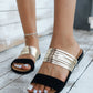 Ladies' Pure-colored Sandals For Party, Gold, Two-tone