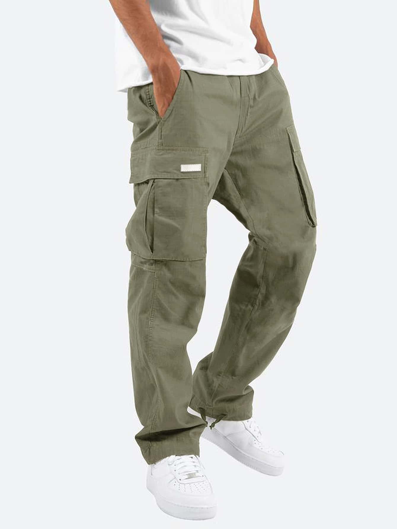 Manfinity Hypemode Men Patched Detail Flap Pocket Drawstring Waist Cargo Pants